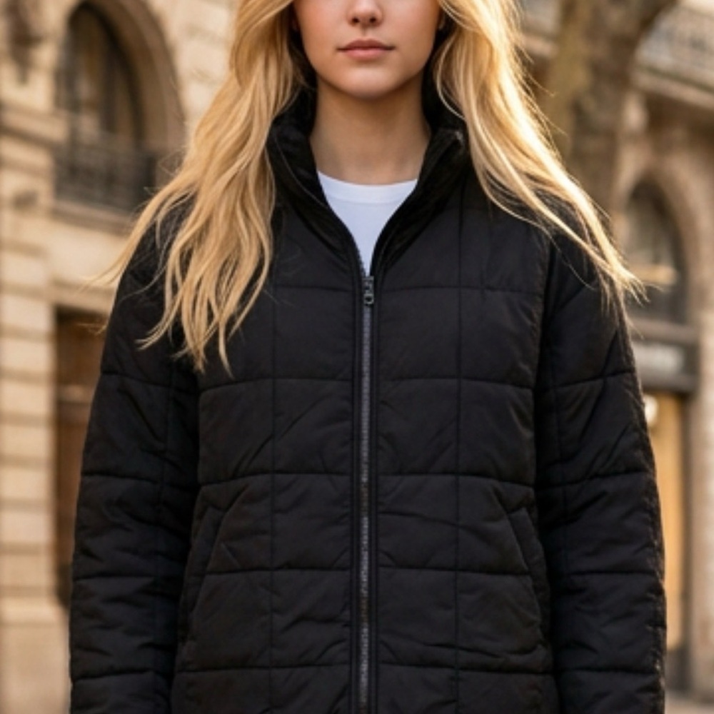 Roxy Black Quilted Full Zip Nylon Quilted Jacket Women's Outdoor XL Winter Fall